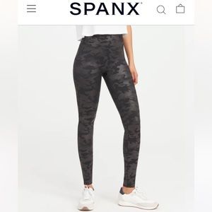 Spanx Faux Leather Camo Leggings